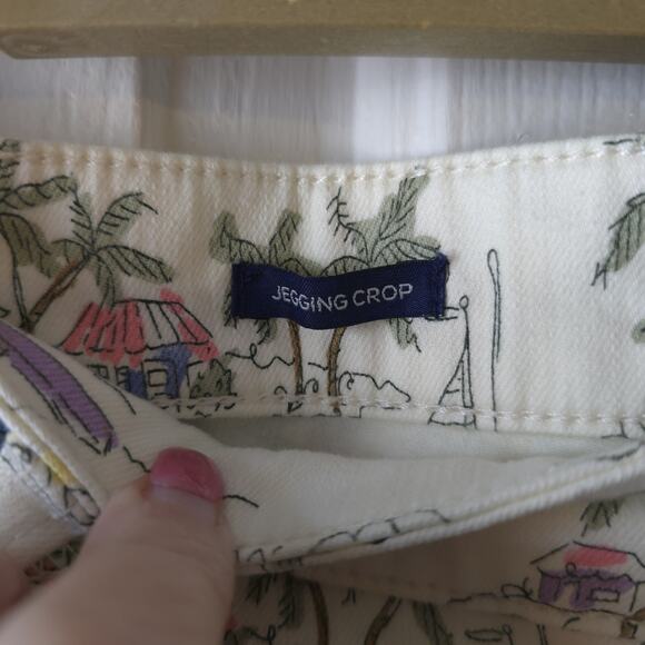 Talbots Island Print Crop Jeggings Sz 12 Tropical Beach Travel Pants - Picture 5 of 9
